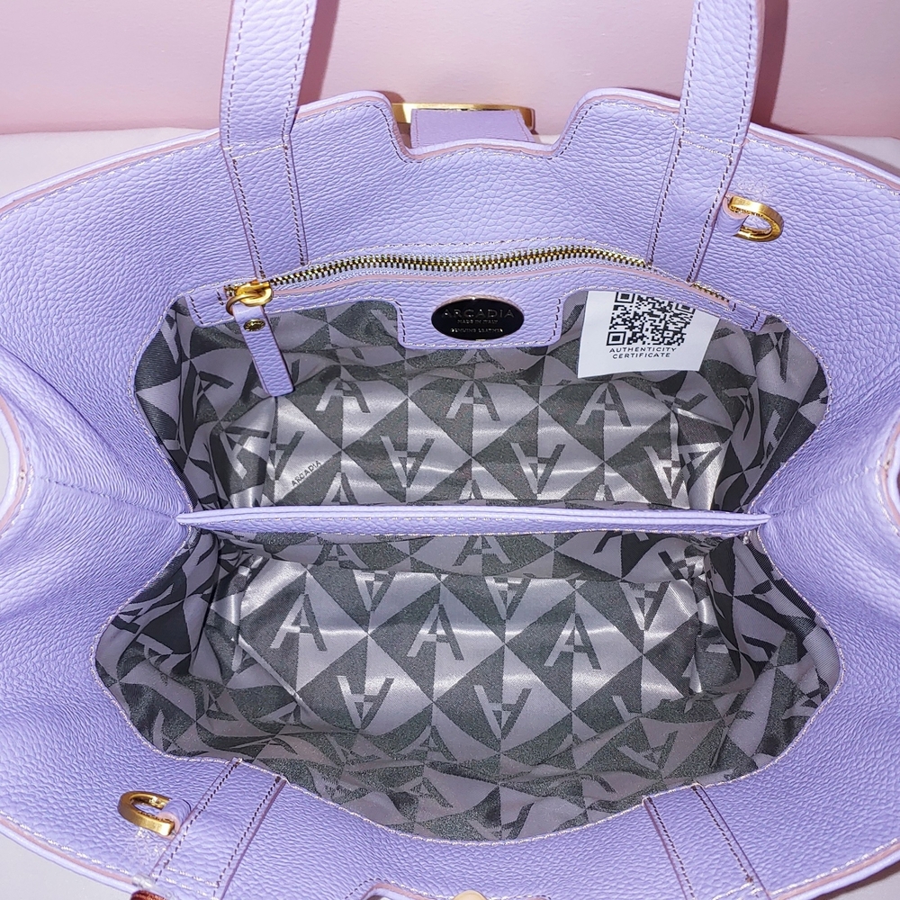 NWT Rare HTF ARCADIA Bia Small Tote Crossbody Bag Lavender Pebbled Leather lilac - Picture 11 of 12